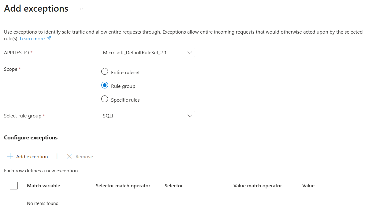 exceptions scope